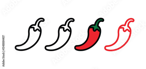 Chili Peppers Outline in Black and Red