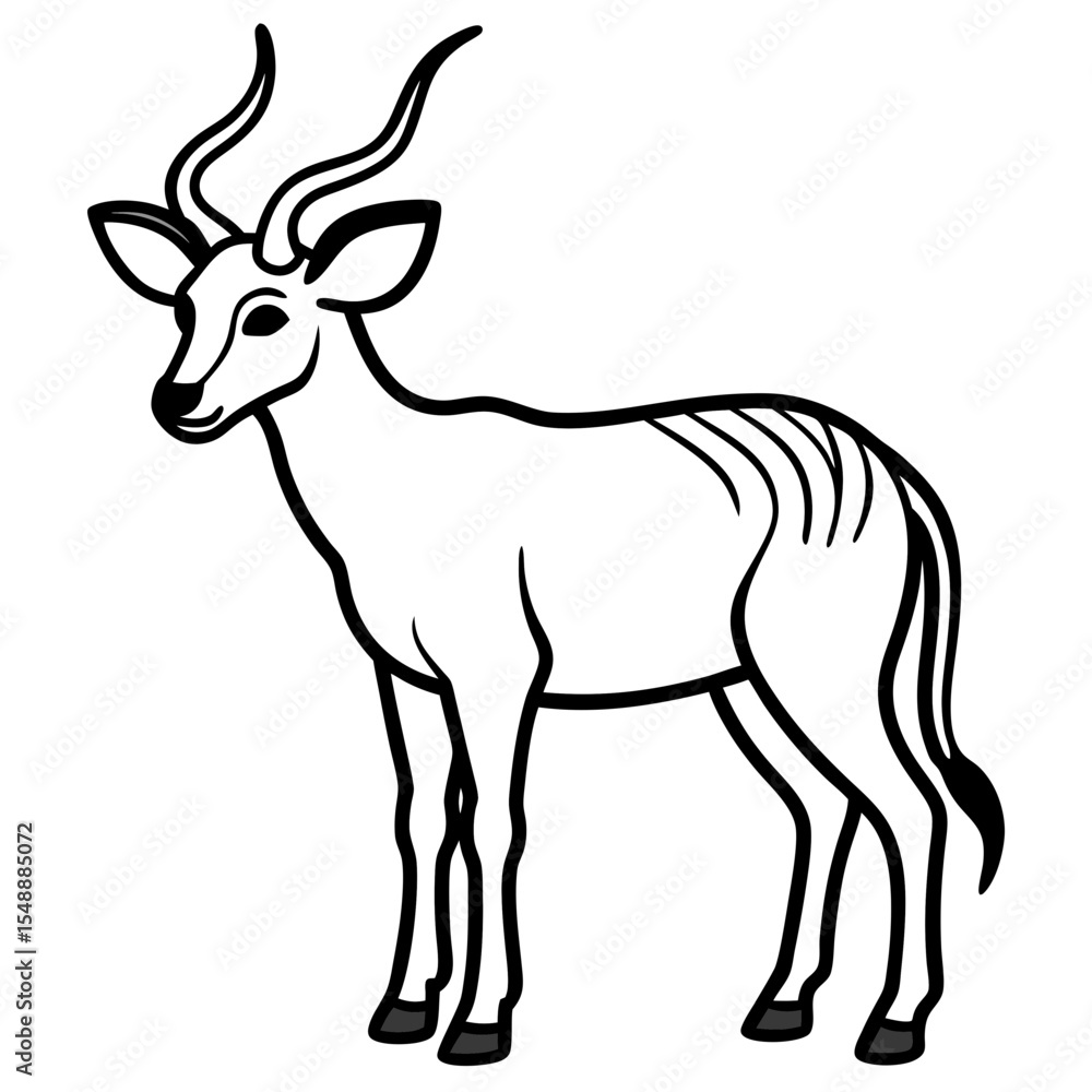 Elegant Saola Outline Art Elegant Saola Outline Art