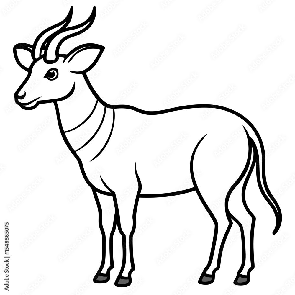 Elegant Saola Outline Art Elegant Saola Outline Art