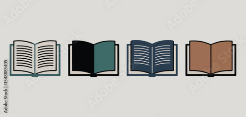Open Books in Various Colors