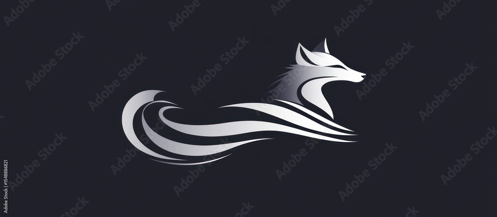 Obraz premium Sleek Fox: A modern and stylized animal illustration with dynamic curved lines