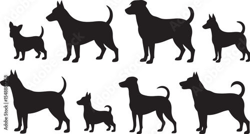 Dog Silhouette Vector Illustration Collection of Various Breeds