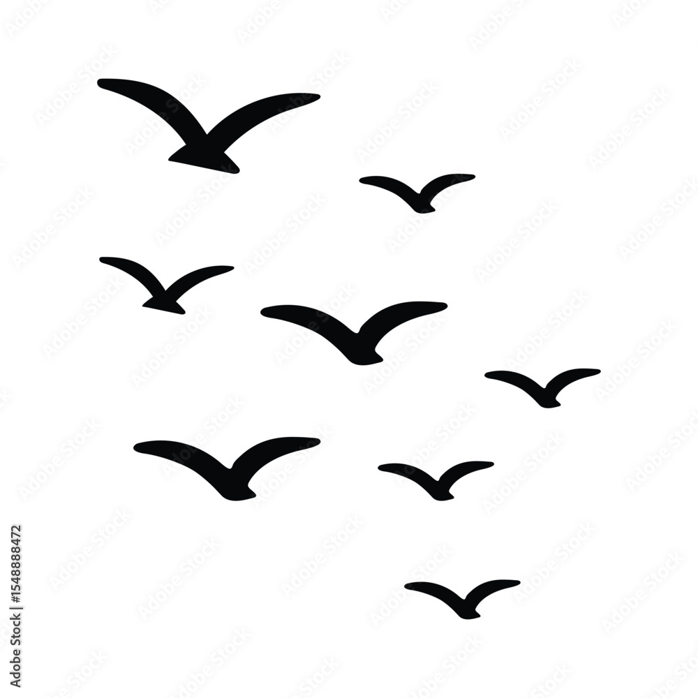 Naklejka premium Minimalist Flying Birds Silhouette Set