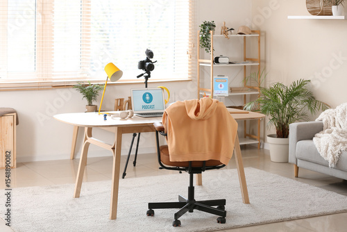 Interior of podcaster's stu...