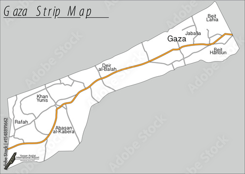Vector Map of Gaza and Israel in Flat Design