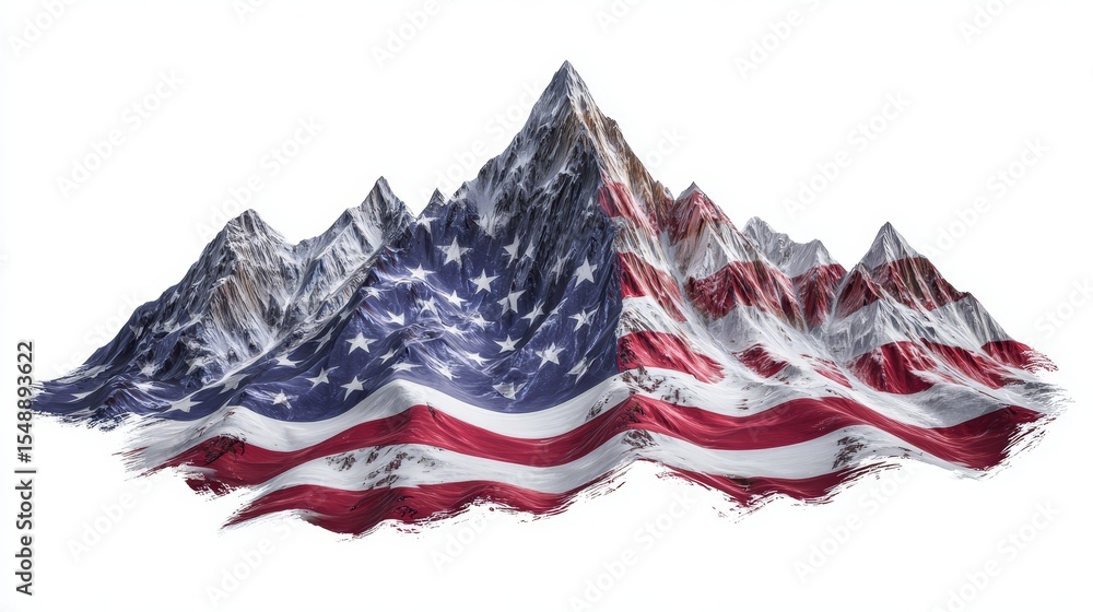 Obraz premium American Flag Integrated with Majestic Mountain Landscape Design