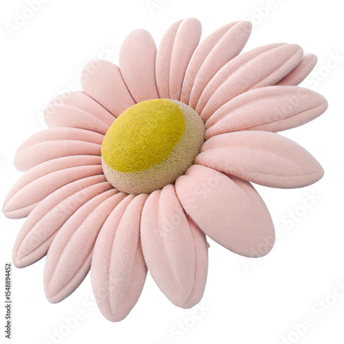 Plush Flower isolated on white background. 3d design element.