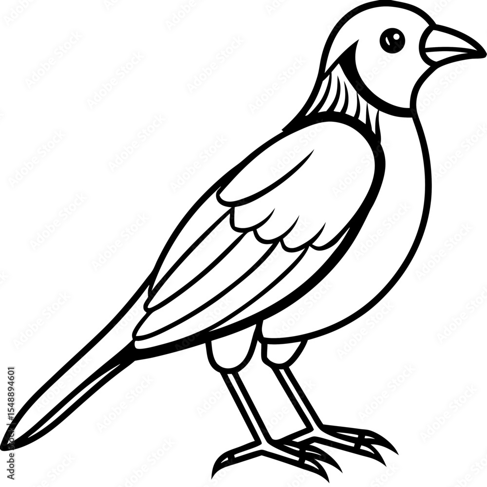 Obraz premium Elegant Weaver Bird Outline Vector