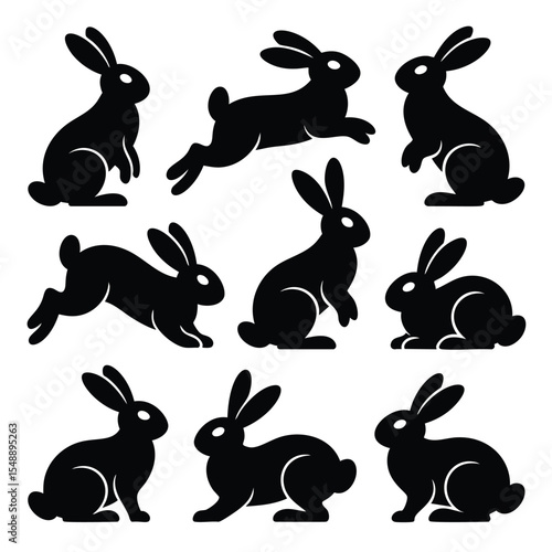 Twelve Silhouettes: A Collection of Bunny Poses