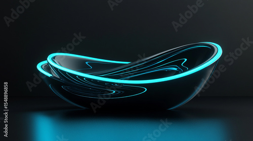 a sleek futuristic object with neon glowing 3D design