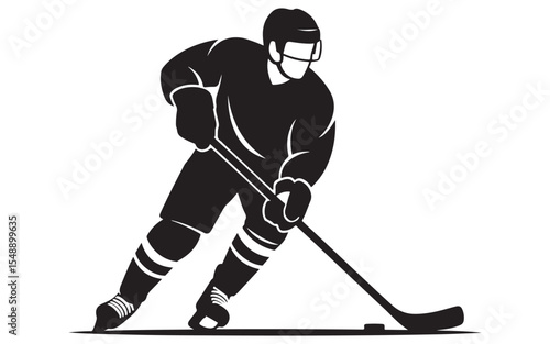 Photography Silhouette Hockey Icon – Minimal Vector Sports Symbol for Ice Hockey, Teams & Sp