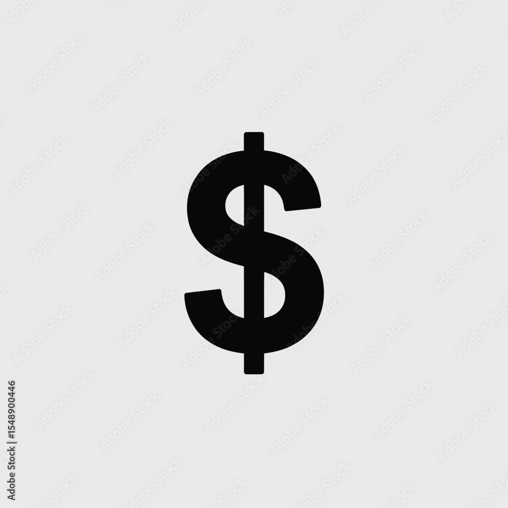 Black and White Icon of a Dollar Sign on a Light Gray Background Simple Bold Monochrome Currency Symbol Graphic Design Element Black and White Icon of a Dollar Sign on a Light Gray Background Simple Bold Monochrome Currency Symbol Graphic Design Element