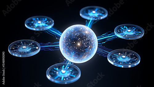 Futuristic network hub centralized data processing system