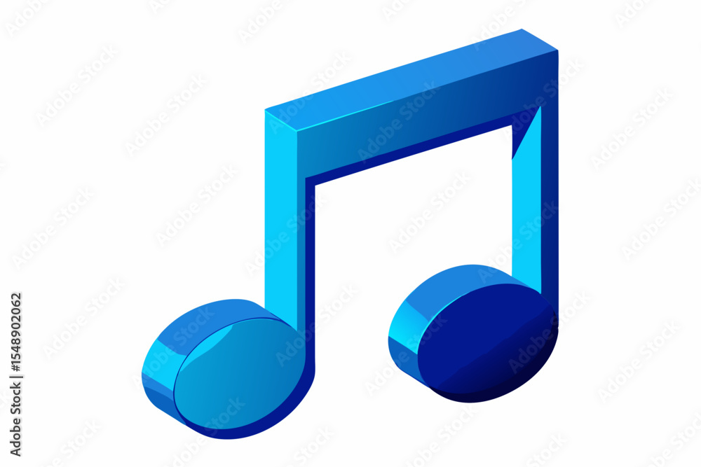 Isometric Blue Music Note Illustration on a White Background Isometric Blue Music Note Illustration on a White Background