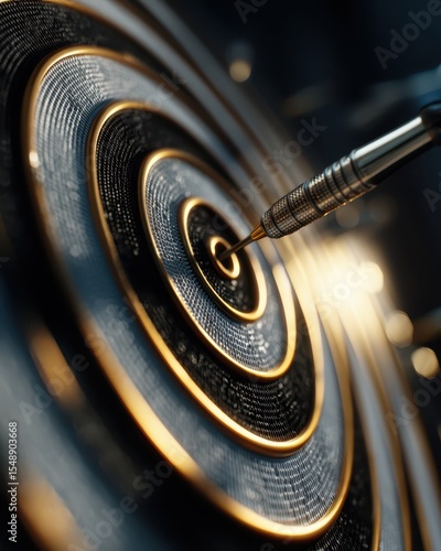 Dart hitting bullseye representing business focus 
