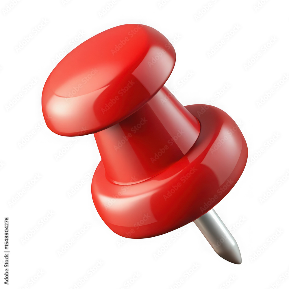 A shiny red push pin illustration isolated on black background with soft lighting effects A shiny red push pin illustration isolated on black background with soft lighting effects