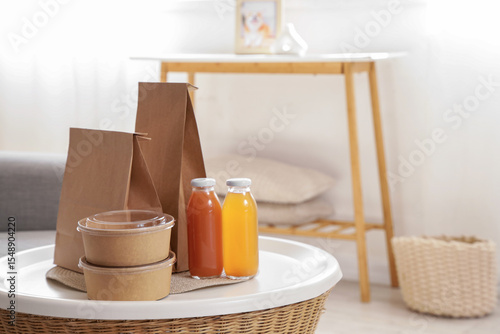 Paper bags with containers ...