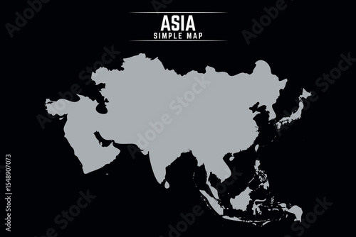 Black Outline Asia Map
