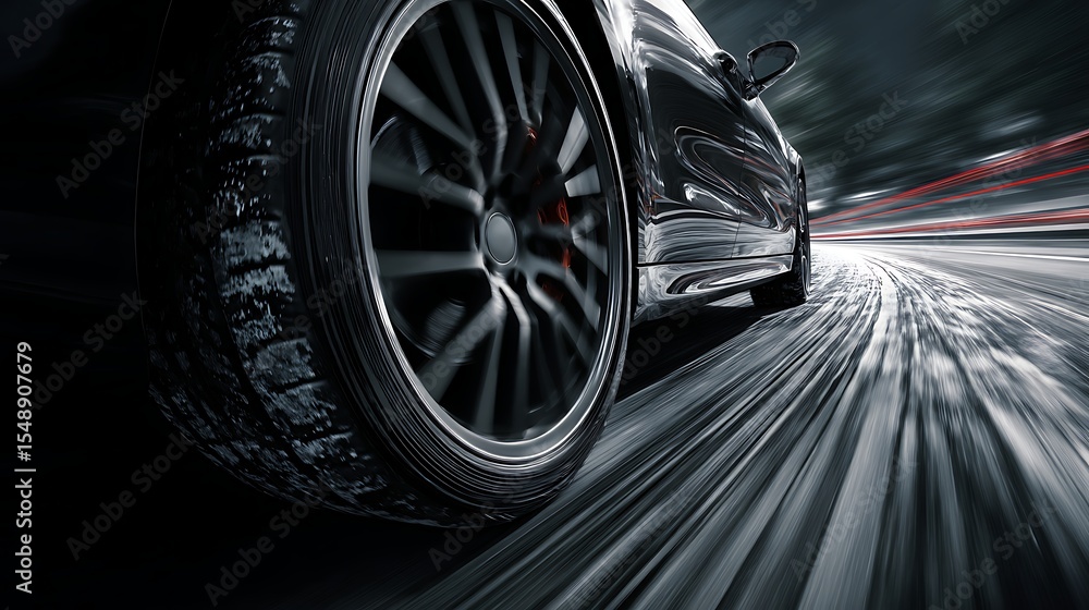 Car Wheel on Road Motion Blur Effect Car Wheel on Road Motion Blur Effect