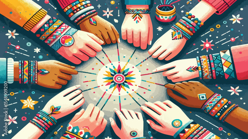 international friendship day, A friendship bracelet exchange between people of different backgrounds