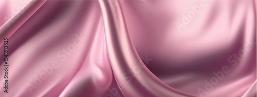 Soft elegant pink silk fabric background. Textile texture. Vector illustration