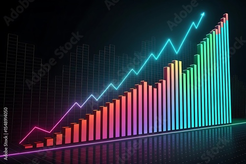 Wallpaper Mural A 3D business graph with a rising arrow on a red background illustrates financial growth and market success Torontodigital.ca