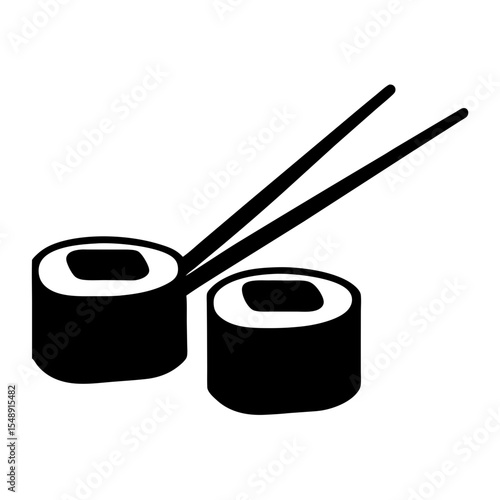 Delicious maki sushi with chopsticks ready to eat, black and white version