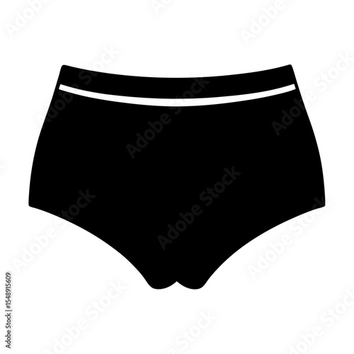High waisted brief underwear vector illustration in solid black and white
