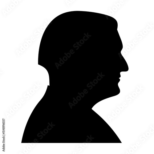 Silhouette of a man in profile, evoking a sense of authority and power