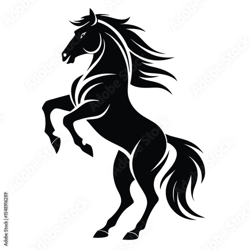 black vector silhouette of a powerful horse in pro