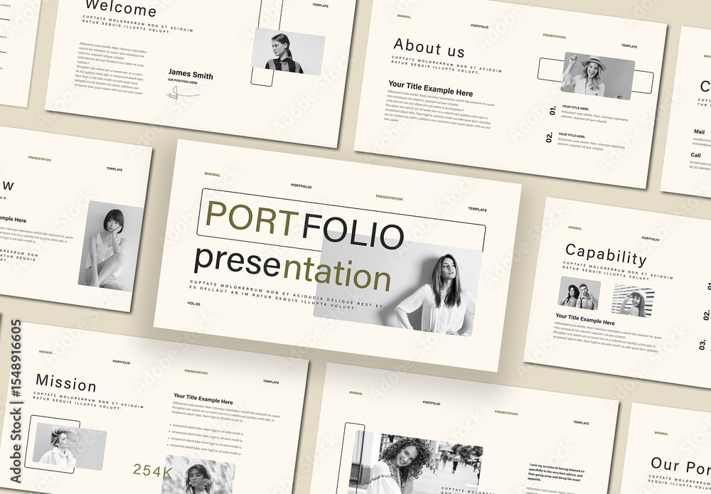Minimalist Portfolio Presentation Template with Elegant Layout Stock ...