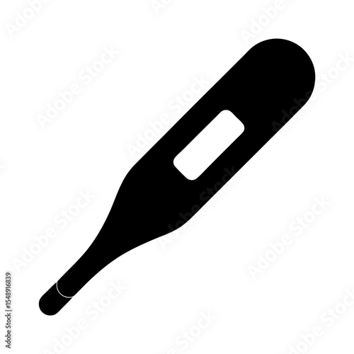 Black and white vector image of a digital thermometer for medical use