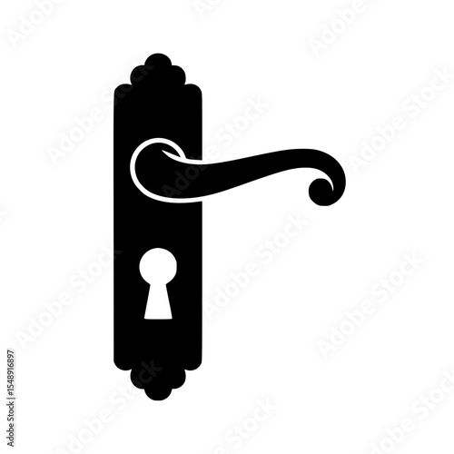 Silhouette of classic door handle with keyhole