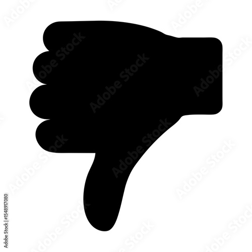 Black silhouette of a thumbs down hand gesture in disapproval style
