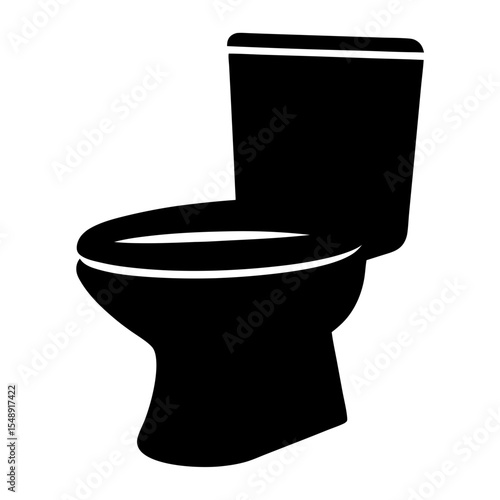 Black and White Toilet Icon Depicting Sanitation and Plumbing Fixture