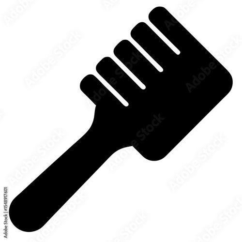 Black silhouette of a brush with long handle and short bristles