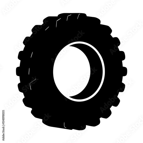 A Black and White Illustration of a Rugged Tire for OffRoading