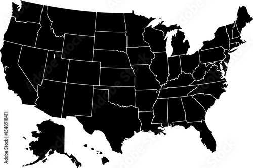 Wallpaper Mural Simple black and white map of the United States. Torontodigital.ca