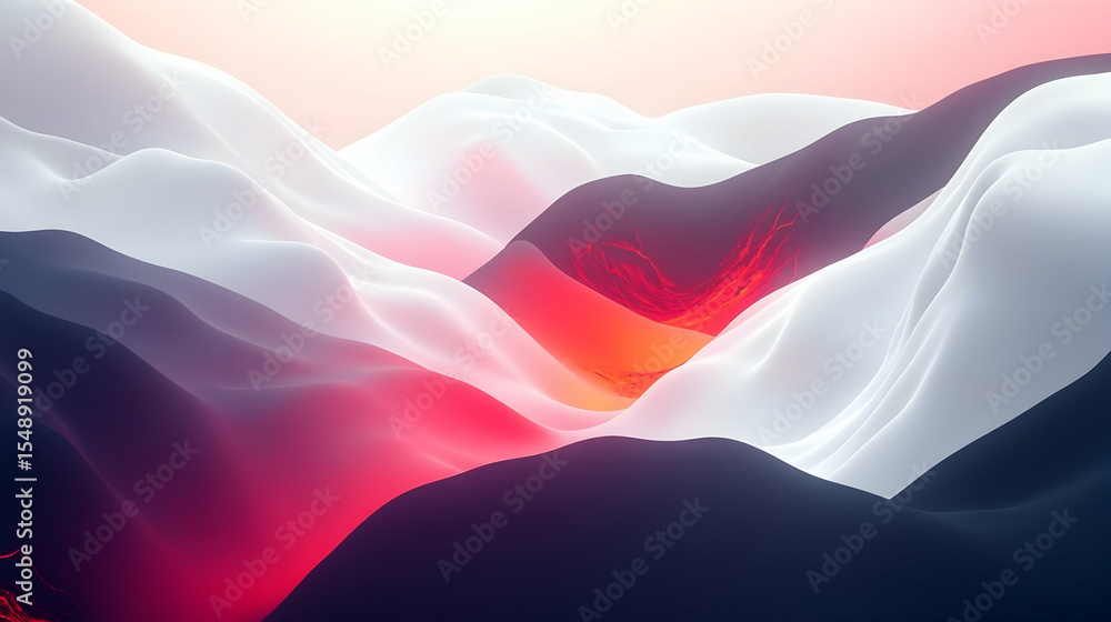 Naklejka premium Abstract landscape with smooth, flowing shapes and vibrant colors for modern design and backgrounds