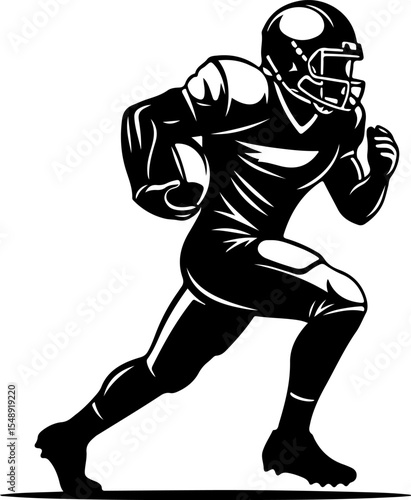 Silhouette of a football player in dynamic running position.