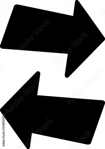 Two large arrows with geometric ends in minimalist black layout