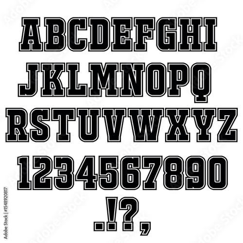 font alphabet, vector, letters, numbers, punctuation marks,