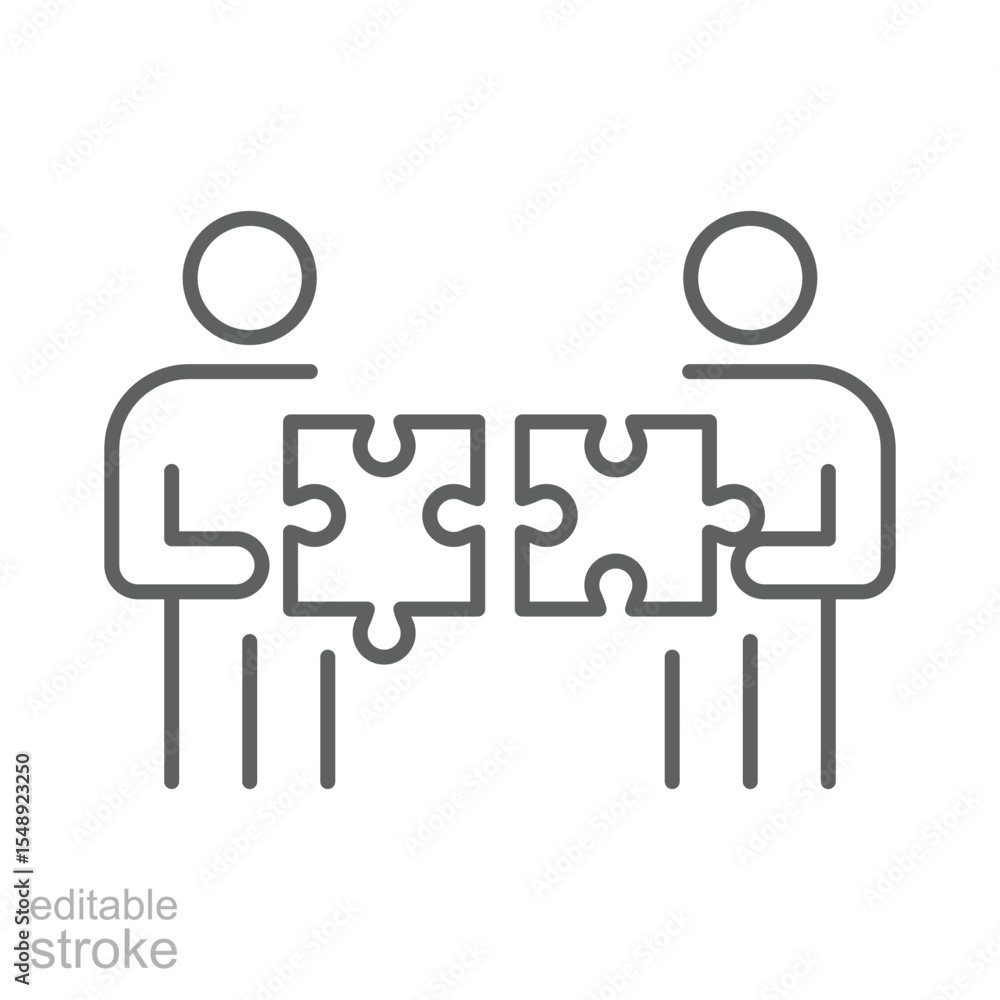 Team Misalignment Icon Vector Editable Stroke Outline Symbol of People Holding Puzzle Pieces That Do Not Fit Representing Workplace Conflict and Collaboration Breakdown Team Misalignment Icon Vector Editable Stroke Outline Symbol of People Holding Puzzle Pieces That Do Not Fit Representing Workplace Conflict and Collaboration Breakdown