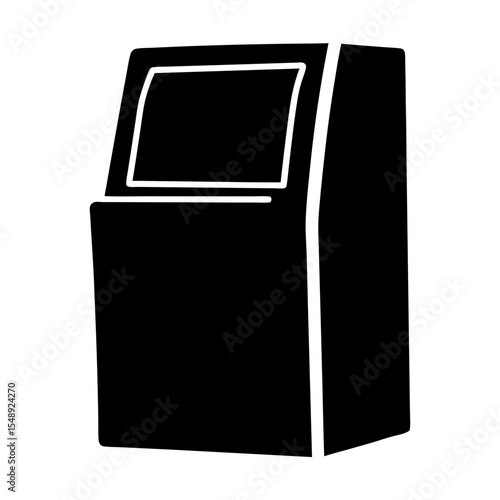 Solid black silhouette of a self service kiosk featuring a blank screen