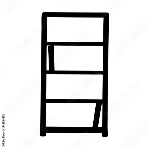 Abstract bookshelf illustration with four shelves and simple black lines
