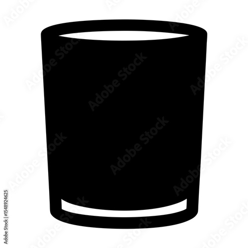 Simple black and white icon of a glass tumbler with rounded edges