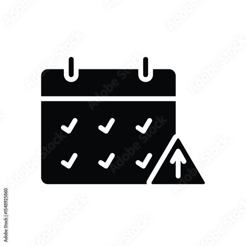 Task Overload Glyph Icon Solid Calendar with Deadline Pressure and Performance Spike Symbol Silhouette Black Icon for Remote Worker Burnout and Productivity Stress