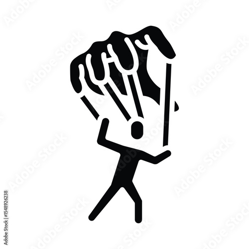 Micromanagement Control Icon Glyph Style Solid Black Silhouette Boss Controlling Employee Like Puppet Workplace Power Abuse Stress Symbol