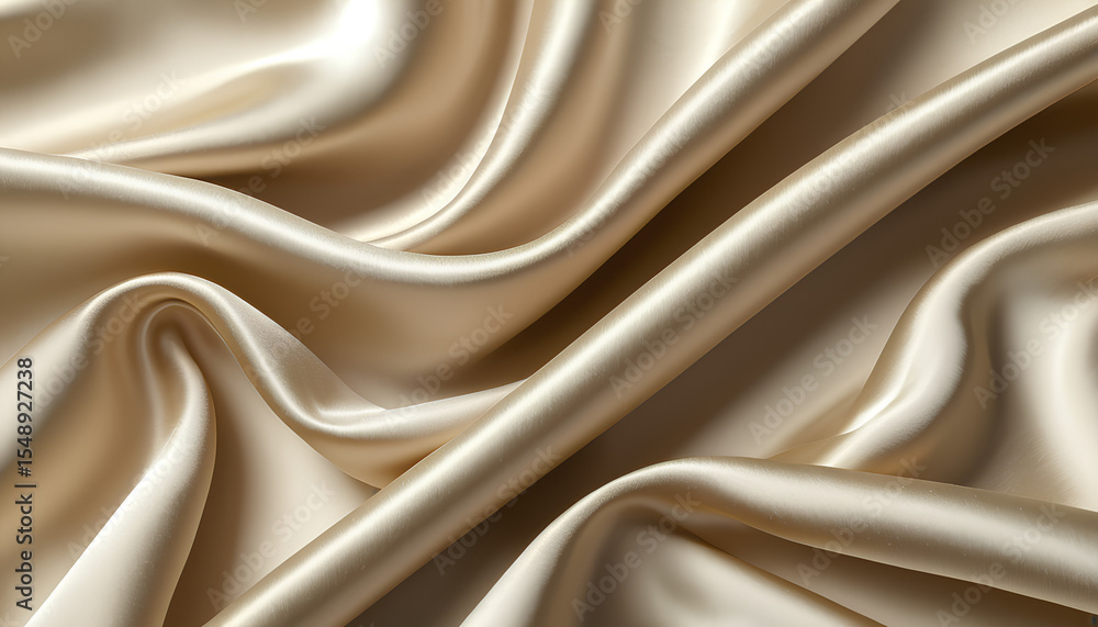 Fototapeta premium Luxurious cream textile gentle folds and shadows, a serene, flowing backdrop.