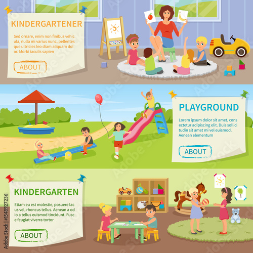 kindergarten babysitter flat banners